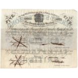 Jersey 5 Pounds dated 1840 (2), Interest Bearing Note at one half-penny per week, number 166 &