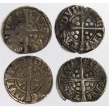 Edward I Pennies (4) Durham Mint: S.1393 Class 3g Bishop de Insula plain cross GF chipped rim, S.