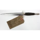 Fairbairn 2nd Pattern Commando knife c1942, finely knurled nickel hilt, pommel nut and crossguard,
