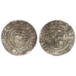 Henry II silver penny, Short Cross, Class 1b, 2/5 curls, reverse reads:- REINALD.ON.NOR, Northampton