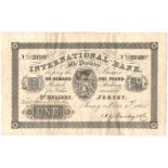 Jersey International Bank St. Heliers 1 Pound dated Nov. 9th 1865, serial 2199, (PickS161), some