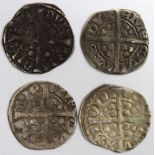 Edward I Pennies (4) Durham Mint: S.1409b Class 10a/b3 Fine, S.1410 Class 10cf1 Fine, S.1411 Class