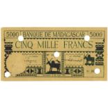 Madagascar 5000 Francs dated 30th April 1942, a contemporary FORGERY, there are no known issued