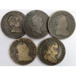 Portugal (5) bronze 40 Reis 1820s, Fair to nVF