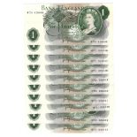 Page 1 Pound (10) issued 1970, a consecutively numbered run of REPLACEMENT notes, serial MT21 628045