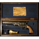 Revolver: A Colt 'Brevette' 6 shot percussion open frame copy of a Colt Navy Revolver. Octagonal