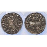 Aethelred II silver penny CRUX type, Spink 1148, obverse reads:- +AEDELRAED REX ANGLOX [ both 'AE'