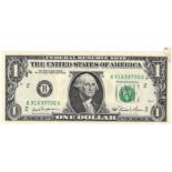 USA, America 1 Dollar dated 1981, ERROR note with extra paper at top corner, serial B91639700G, (