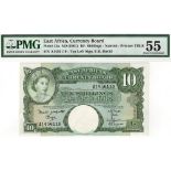 East African Currency Board 10 Shillings issued 1961, portrait Queen Elizabeth II top left, serial