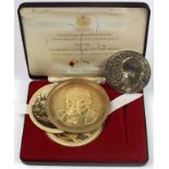 British Commemorative Medals (2) relating to Winston Churchill: The silver gilt picture disk capsule