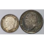 France (2): 1 Franc 1824W GVF, and 50 Centimes 1862A GEF