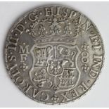 Mexico silver 'Pillar Dollar' 8 Reales 1768 Mo MF, KM# 105, GF