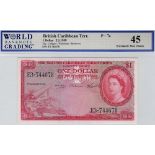British Caribbean Territories 1 Dollar dated 2nd January 1958, portrait Queen Elizabeth II at right,