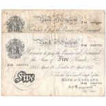 Peppiatt 5 Pounds (2) dated 19th April 1945 and 23rd July 1945, London issue on thick paper,