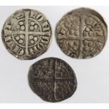 Edward I Pennies (3) London Mint: S.1392 Class 3f GF porosity, S.1408 Class 9b1 GF, and S.1409 Class