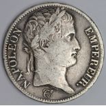 France, Napoleon silver 5 Francs 1810A, GF