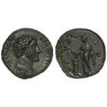 Marcus Aurelius as Caesar under Antoninus Pius, dupondius / as, Rome Mint 154-155 A.D., reverse:-