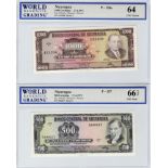 Nicaragua (2), 1000 Cordobas & 500 Cordobas dated 27th April 1972, series C (TBB B421a & B422a,