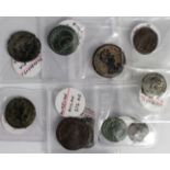 Roman Imperial bronzes, most have their old tickets, of Aurelian, Maximian, Constantinian x 3,