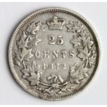 Canada 25 Cents 1872H, obverse 2, VF, scratches.