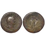 Vespasian, brass sestertius, Rome Mint 71 A.D., reverse legend:- IVDAEA CAPTA S C, Central palm-tree