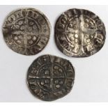 Edward I Pennies (3) London Mint: S.1411 Class 10cf2 crinkled GF, S.1412 Class 10cf3 pellet on