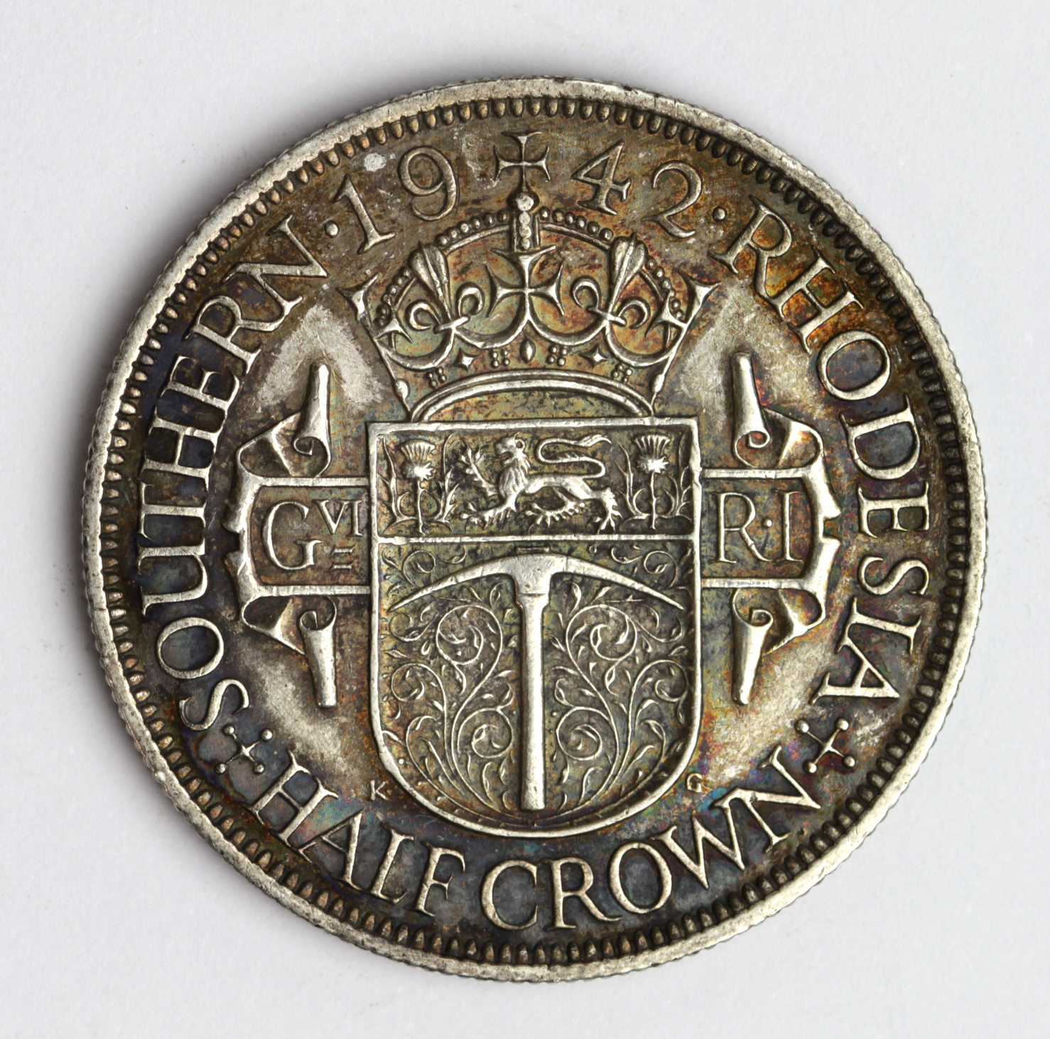 Southern Rhodesia Halfcrown 1942 toned EF