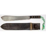 WW2 Machete, with scabbard. Blade maker marked 'Martindale' with W/D arrow. Crocodile Registered. '
