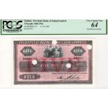 Ireland, Provincial Bank of Ireland 5 Pounds dated 5th October 1926, serial 95001, 4 punched