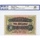 East African Currency Board 10 Shillings dated 1st September 1943, portrait King George VI at