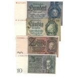 Germany (4), 100 Reichsmark, 50 Reichsmark, 20 Reichsmark, 10 Reichsmark dated 1929 - 1935, all with