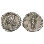 Antoninus Pius silver denarius, Rome Mint 152-153 A.D., reverse reads:- COS IIII, Vesta standing