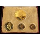 George VI Coronation 1937 Gold Proof 4-Coin Set, £5 to Half Sovereign, GEF with some hairlines, with