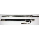 Oman Sword (Kattara) with original scabbard in black leather and with silver fitments (small dent to