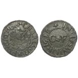 Suffolk 17th. century farthing token of Ipswich by Charls Fairweather, D.177, 1656, die flaw under