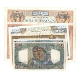 France (6), a range of 1000 Franc notes, 1000 Francs dated 1927 & 1938 (Pick79 & Pick90), 1000