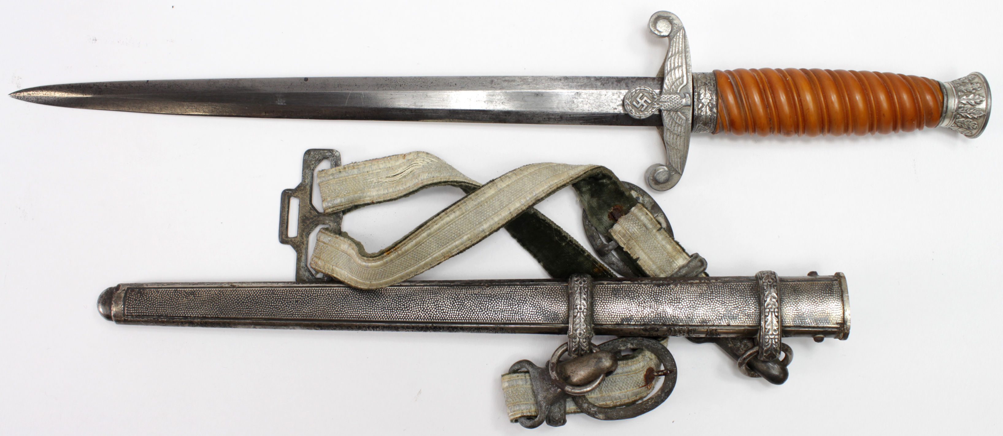 German Army dress dagger with hangers, Puma maker marked blade, old toning in places, sold as seen