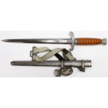 German Army dress dagger with hangers, Puma maker marked blade, old toning in places, sold as seen
