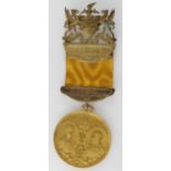 Edward VII yellow metal gold meda l(tests as 15ct or better)