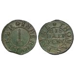 Suffolk 17th. century halfpenny token of Bury St.Edmunds by Thomas Payne, D. 69, unusually high