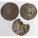 Edward I Pennies (3) Canterbury Mint: S.1386 Class 2b reversed N, VF, S.1385 Class 2a Fair (