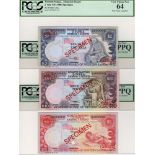 Western Samoa (3), 10 Tala, 5 Tala & 2 Tala issued 1980 a set of 3 SPECIMEN notes in PCGS holders,