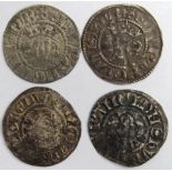 Edward I Pennies (4) Canterbury Mint: S.1390 Class 3d nVF, S.1393 Class 3gVF, S.1393 Class 3g aVF,