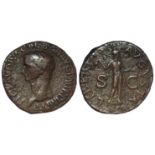 Claudius, copper as, Rome Mint 42 A.D., reverse legend LIBERTAS AVGVSTA S C, Libertas standing