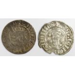 Edward I Continental Sterling Imitations (2): Mayhew 375 minted at 'KUINRE' F/GF, and John of
