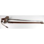 1908 British Cavalry Officers sword, leather scabbard, overall good, minor corrosion in a few