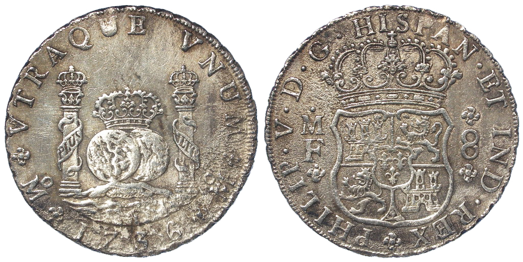 Spanish Mexico silver 8 Reales 1736 Mo MF, KM# 103, porous VF/GVF, a couple of scratches (