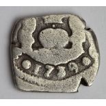 Colombia silver colonial cob coinage real, dated 1739, mm. N = Nuevo Reino Bogota, assayer Miguel