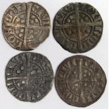 Edward I Pennies (4) London Mint: S.1387 Class 3a wide chin toned F/GF, S.1389 Class 3c small face