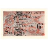 Jersey 6 Pence issued 1941 - 1942, German Occupation issue during WW2, serial No. 79773, (TBB B102a,